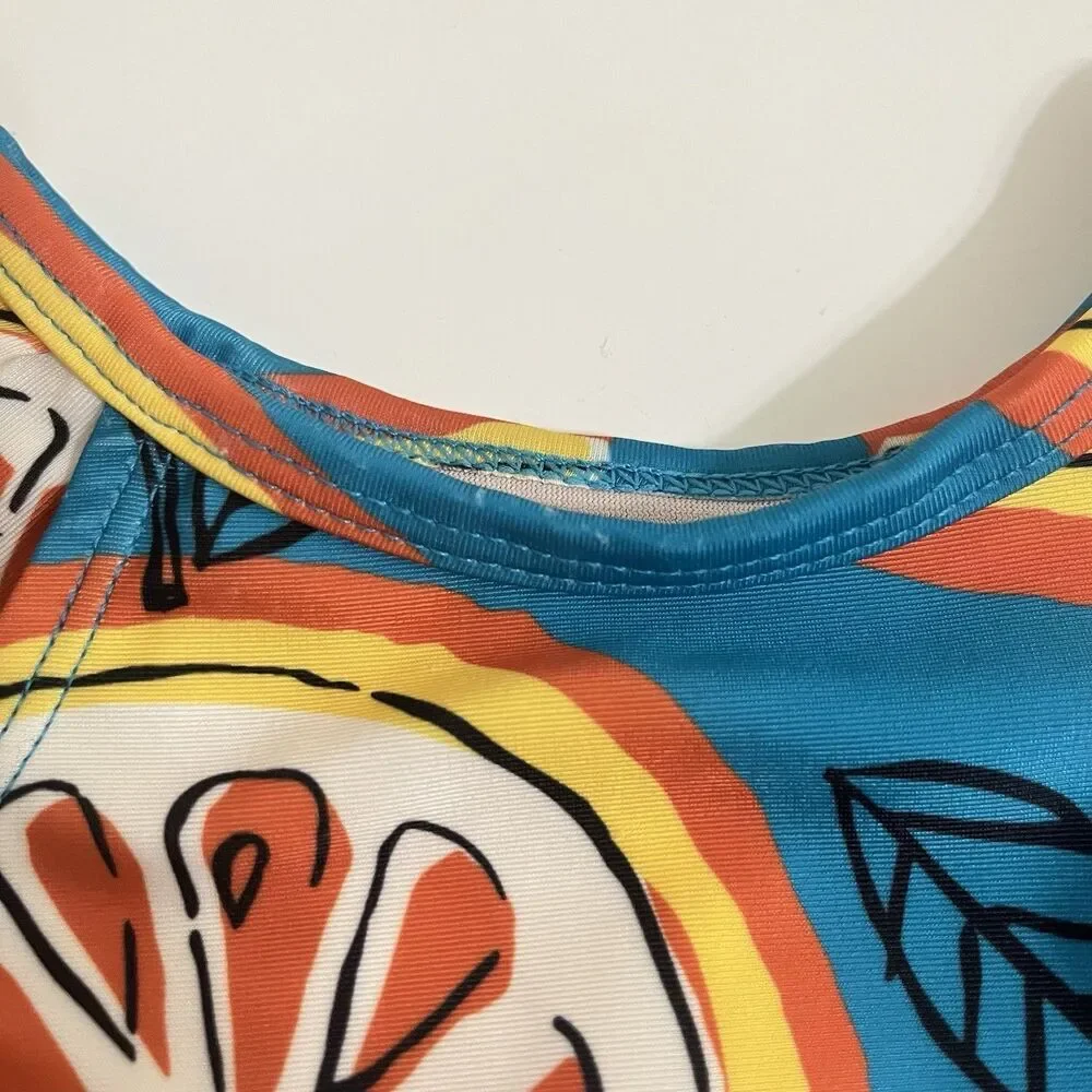 Tea Collection Oranges Fruit Print One-Piece Baby Swimsuit Girls SZ 18-24 Months